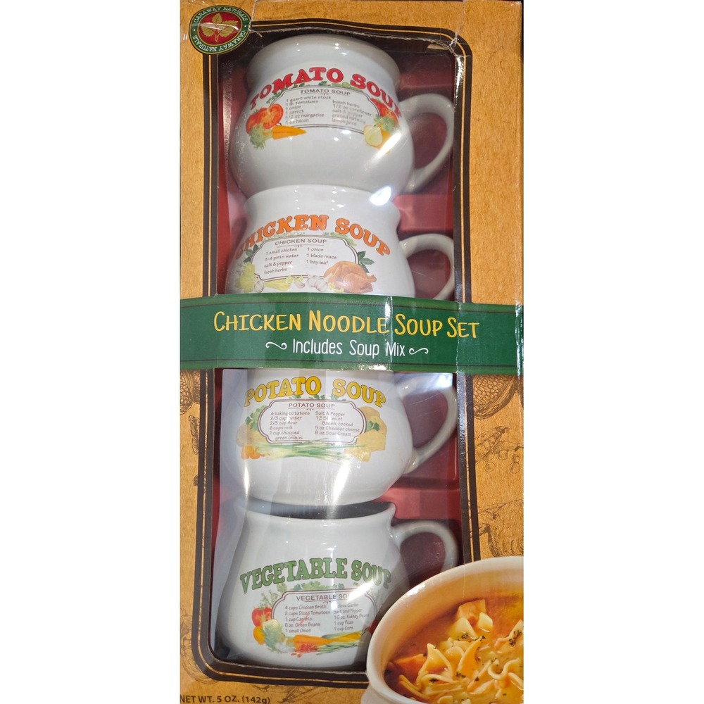 Caraway Naturals Soup Gift Set Ceramic Bowls Novelty Sealed Box Soup Mix Expired